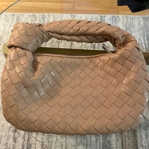 Woven tan/beige leather purse
